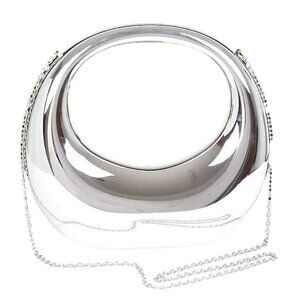 BNWT Brand New Silver Molded Acrylic Top Handle Clutch Bag Crossbody Bag